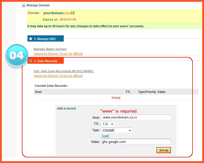 Langkah keempat custom domain